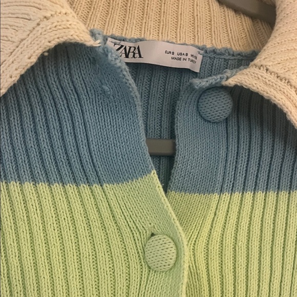 Zara Colorful Striped Ribbed Cropped Cardigan. Sz S - Picture 4 of 4